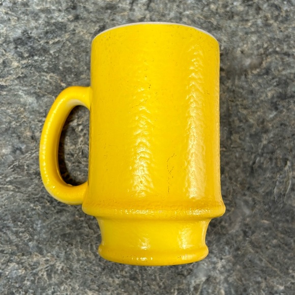 Vintage Glass Lemon Peel Coffee Cup Mug Bright Yellow Tall Large Handle - Picture 3 of 8